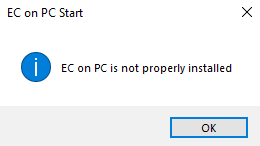 EC on PC is not properly installed